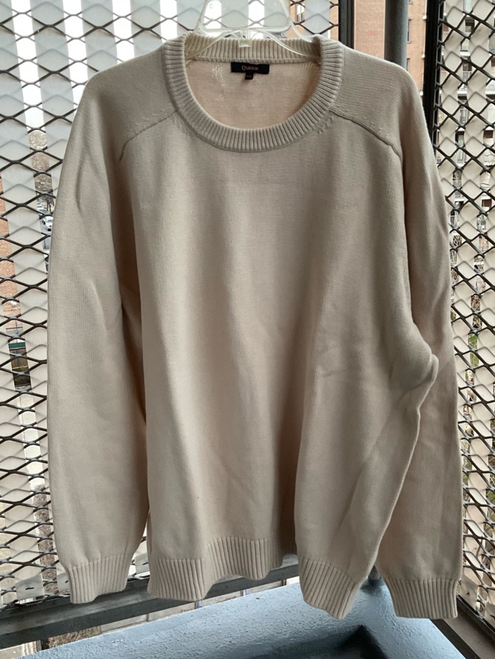 Quince Cotton Crewneck Sweater Speckled Beige XXL